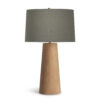 FlowDecor Sanibel Table Lamp in wood with light finish and taupe cotton tapered drum shade (# 4638)