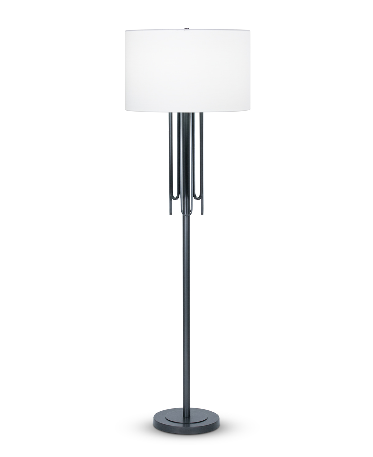 FlowDecor Barclay Floor Lamp in metal with bronze finish and off-white cotton drum shade (# 4489)