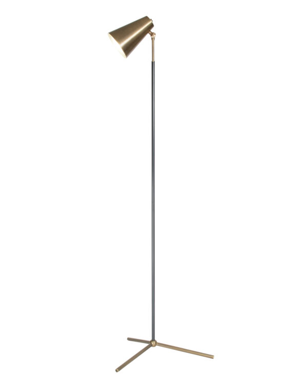 FlowDecor Maggie Floor Lamp in metal with antique brass finish and metal with bronze finish and  shade (# 4445)