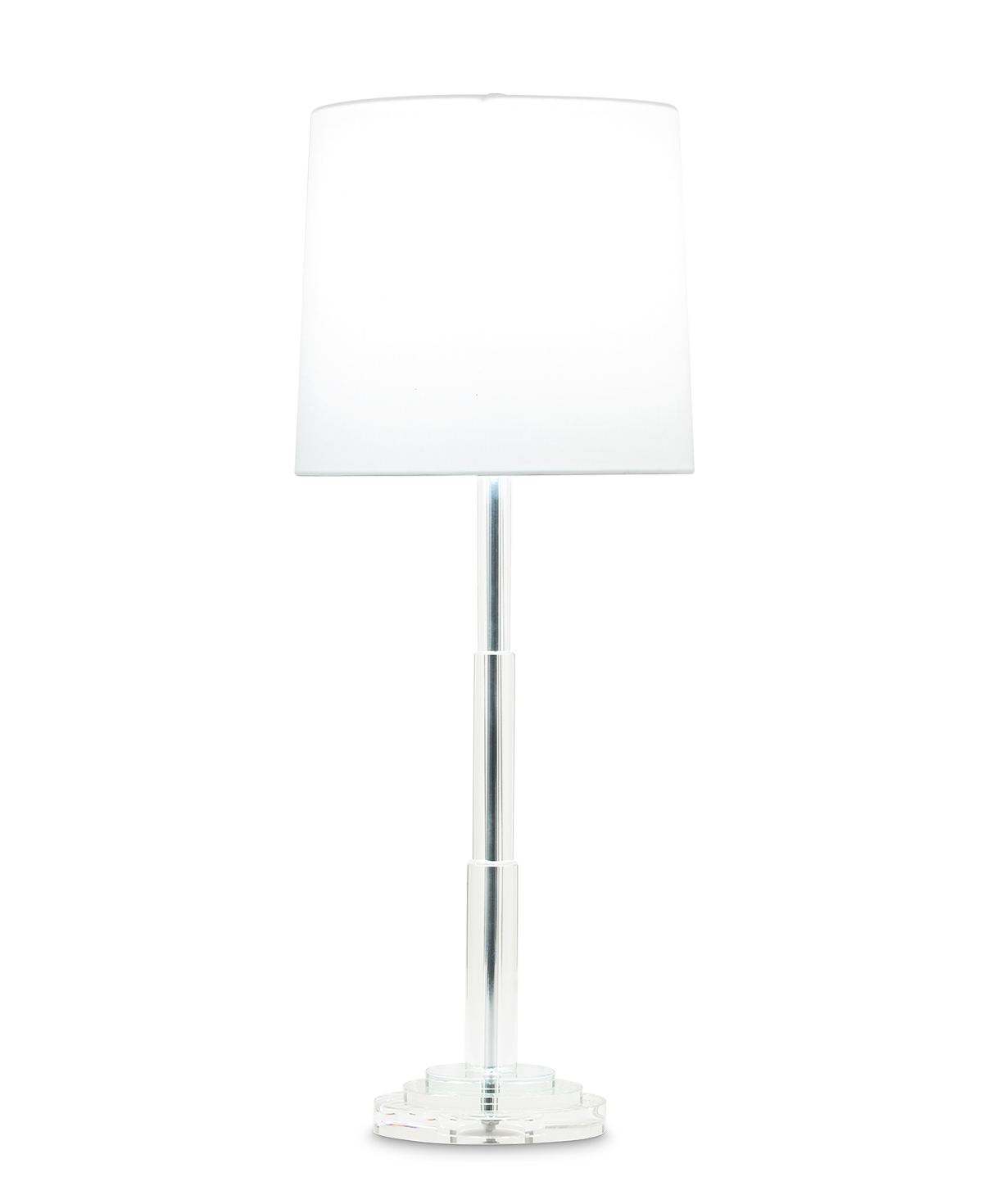 FlowDecor Robinson Table Lamp in crystal and off-white cotton tapered drum shade (# 3821)