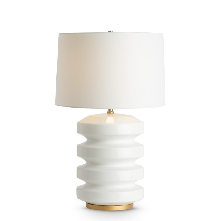 Rollins Table Lamp - white ceramic, gold | FlowDecor