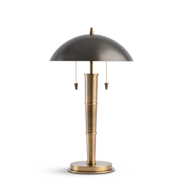 FlowDecor Dresano Table Lamp in metal with antique brass finish and metal with bronze finish and  shade (# 4711)