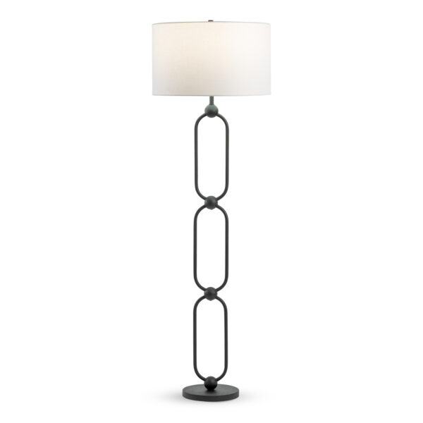 FlowDecor Follina Floor Lamp in metal with bronze finish and off-white linen drum shade (# 4714)