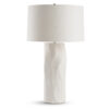 FlowDecor Grosseto Table Lamp in ceramic with white finish and off-white linen tapered drum shade (# 4700)