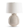 FlowDecor Kate Table Lamp in ceramic with off-white finish and off-white linen tapered drum shade (# 4701)