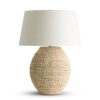 FlowDecor Oristano Table Lamp in corn husk with natural oatmeal finish and off-white linen tapered drum shade (# 4695)