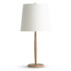 FlowDecor Portland Table Lamp in wood with light finish and off-white linen tapered drum shade (# 4722)