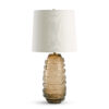 FlowDecor Trentino Table Lamp in glass with brown finish and off-white linen tapered drum shade (# 4692)